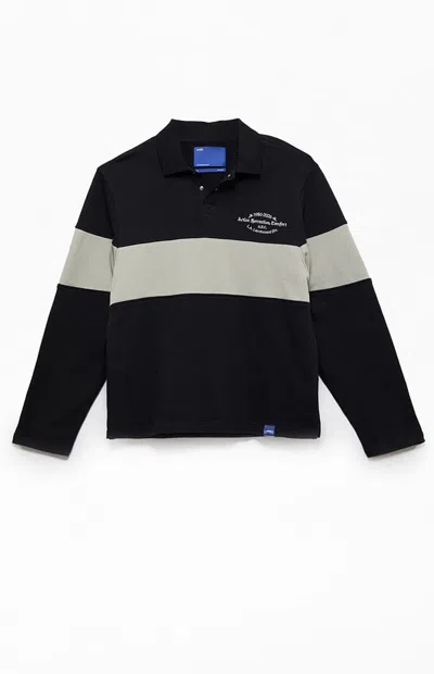 Arc Men's Black Rugby Long Sleeve Polo Shirt