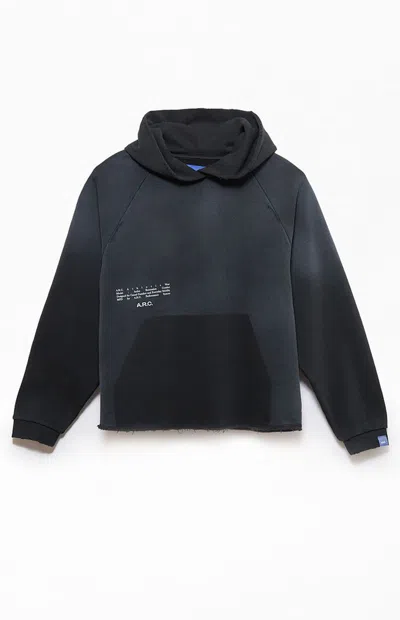 Arc Men's Black Vintage Wash Heavyweight Raglan Cutoff Oversized Fleece Hoodie