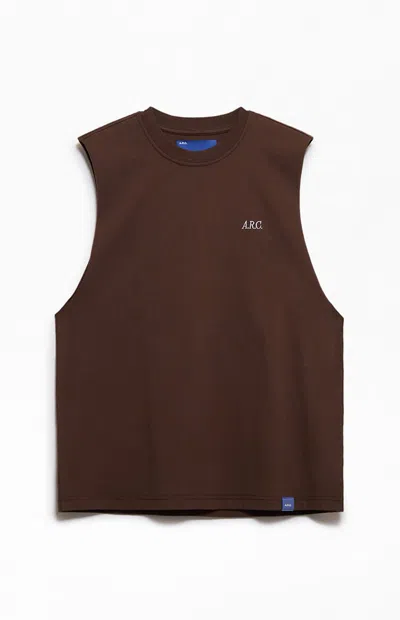 Arc Men's Brown Standard Cut Off Muscle T-shirt