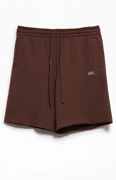 Arc Men's Brown Standard Long Fleece Sweat Shorts