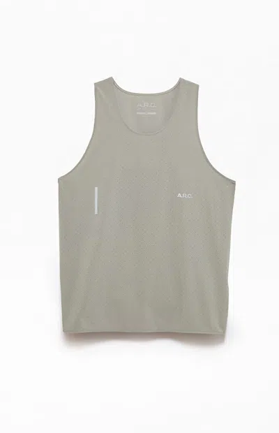 Arc Men's Gray Active Perforated Tank Top In Green
