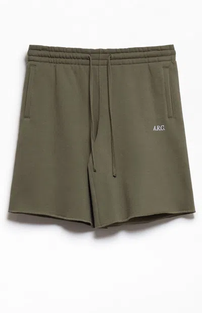 Arc Men's Green Standard Long Fleece Sweat Shorts