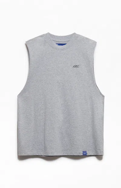Arc Men's Heather Grey Standard Cut Off Muscle T-shirt In Heather Gray