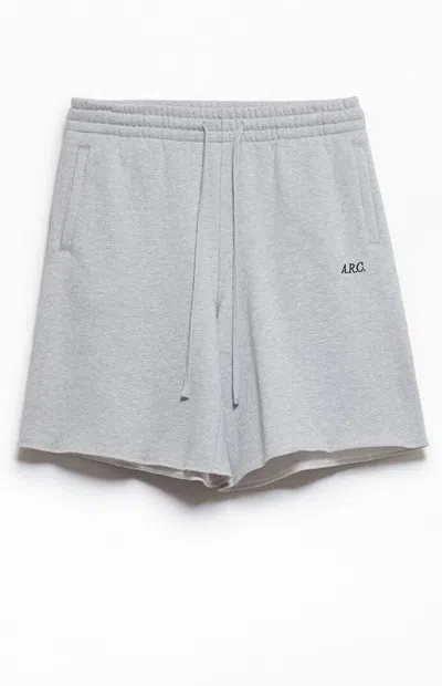 Arc Men's Heather Grey Standard Long Fleece Sweat Shorts In Heather Gray