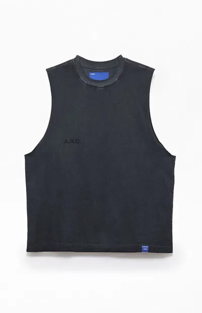 Arc Men's Washed Black Vintage Wash Cut Off Muscle T-shirt In Blue