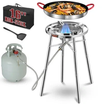 Arc Nonstick Paella Pan, Stainless Steel Paella Burner And Stand Set, Paella Pan Set With Propane Burner
