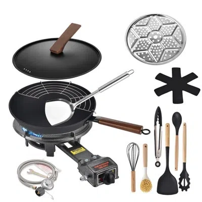 Arc Outdoor Propane Burner Stove, 13"" Single Propane Burner And Carbon Steel Wok, Portable Propane Burn