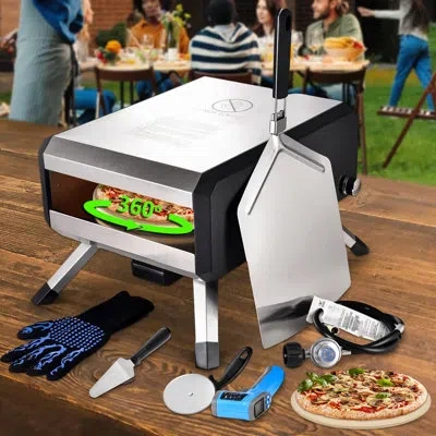Arc Portable Rotating Gas Pizza Oven For Outdoor In Silver