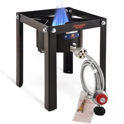 Arc Propane Burner 37,000 Btu Stove Cast Iron Gas Cooker Stove Outdoor Cooking In Matte Black