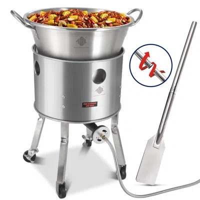Arc Stainless Steel 200,000btu Propane Burner, 36" Mixing Paddle And 41qt Outdoor Wok Set With Wheeled L