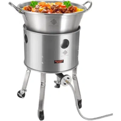 Arc Stainless Steel 200,000btu Propane Burner And 41qt Outdoor Wok Set With Wheeled Legs, 21 Inches Heav