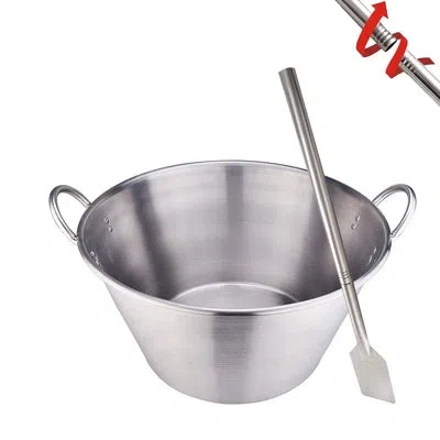 Arc Stainless Steel 21 Inches Heavy Duty Mexican Cazo Para Carnitas With 36" Large Spoon,41qt Large Outd In Silver