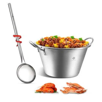 Arc Stainless Steel 21 Inches Heavy Duty Mexican Cazo Para Carnitas With 48" Large Spoon,41qt Large Outd In Silver