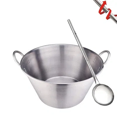 Arc Stainless Steel 25 Inches Heavy Duty Mexican Cazo Para Carnitas With 36"large Spoon, 69qt Large Outd In Silver
