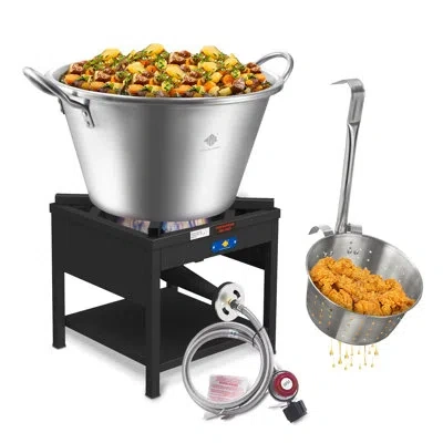 Arc Stainless Steel Mexican Cazo 41qt, 240,000btu Propane Burner,11.8" Fry Basket