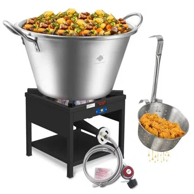Arc Stainless Steel Mexican Cazo 69qt, 240,000btu Propane Burner,11.8" Fry Basket