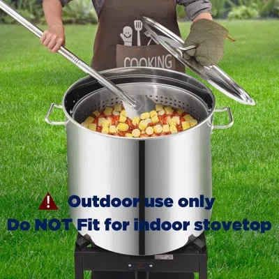 Arc Stainless Steel Seafood Boil Pot With Basket And 36 Inch Large Spoon,crawfish, Crab, Lobster, Shrimp In Silver