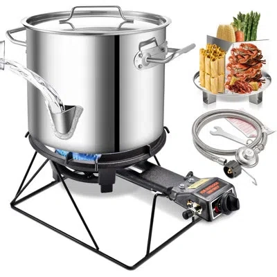 Arc Stainless Steel Steamer Pot With 3w Propane Burner For Outdoor Cooking (20, Quarts)