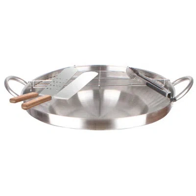 Arc Stainless Steel Wok Set In Silver