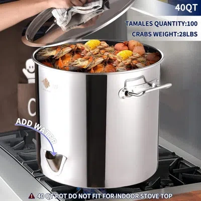 Arc Steaming Kit，37,000bt Utainless Steel Single Burner Propane Stove，steamer Pot W/easy-fill Water Spou In Silver
