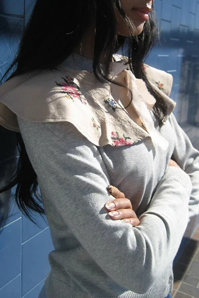 Arc Vintage Reworked Embroidered Collar In Tan, Women's At Urban Outfitters In Multi
