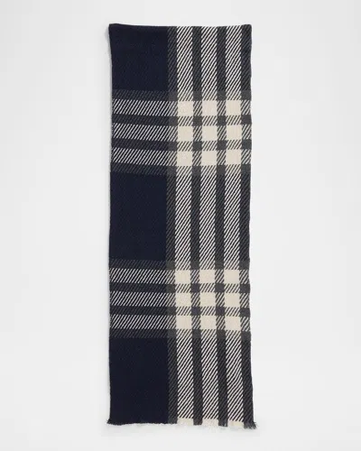 Arca Check-print Cashmere Scarf In Gray