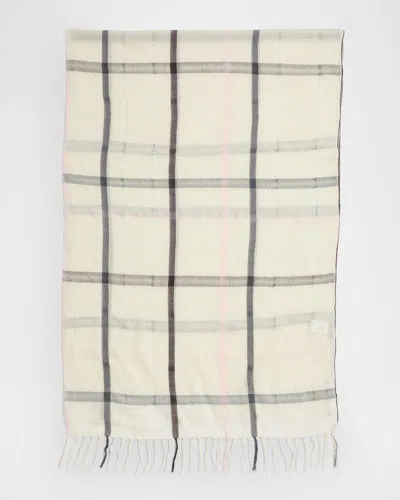 Arca Rosa Check-print Cashmere Blend Scarf In White