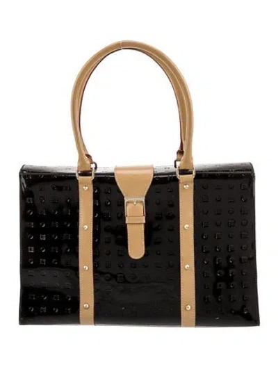 Pre-owned Arcadia Embossed Leather Top Handle Bag In Black