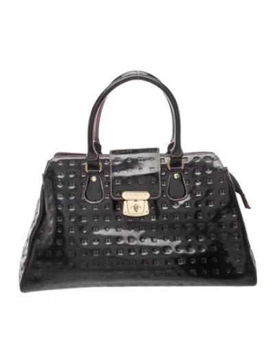 Pre-owned Arcadia Patent Leather Top Handle Bag In Black