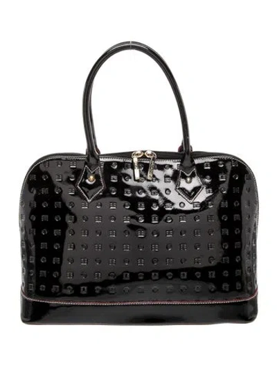 Pre-owned Arcadia Patent Leather Top Handle Bag In Black