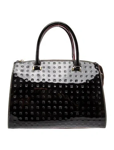 Pre-owned Arcadia Patent Leather Top Handle Bag In Black