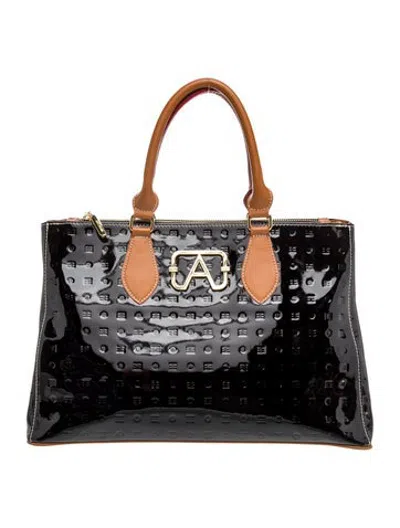 Pre-owned Arcadia Patent Leather Top Handle Bag In Black