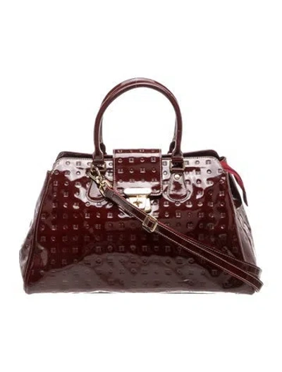 Pre-owned Arcadia Patent Leather Top Handle Bag In Burgundy