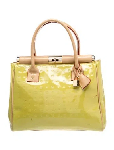 Pre-owned Arcadia Patent Leather Top Handle Bag In Green