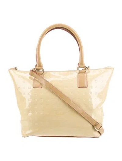 Pre-owned Arcadia Patent Leather Top Handle Bag In Neutral