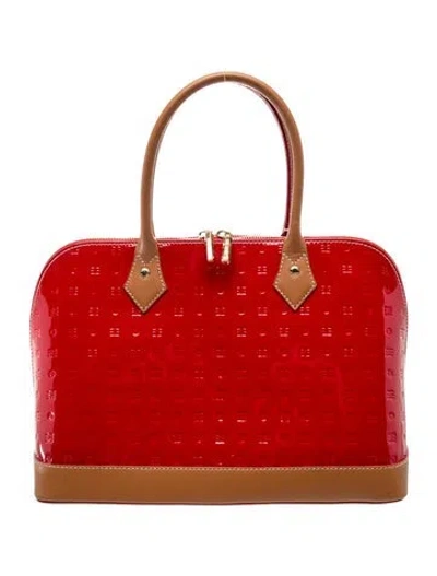 Pre-owned Arcadia Patent Leather Top Handle Bag In Red