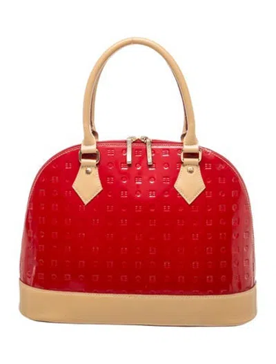 Pre-owned Arcadia Patent Leather Top Handle Bag In Red