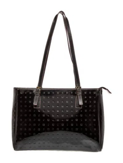 Pre-owned Arcadia Patent Leather Tote Vintage In Black