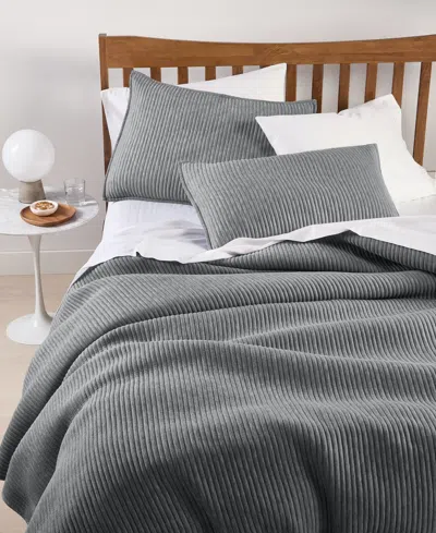 Arch Studio Heathered Jersey 3-pc. Quilt Set, Full/queen, Exclusively At Macy's In Dark Gray