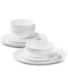 Arch Studio Opal Glass Coupe 12 Pc. Dinnerware Set, Service For 4, Exclusively At Macy's In White