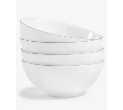 Arch Studio Opal Glass Rim Cereal Bowls, Set Of 4, Service For 4 In Green