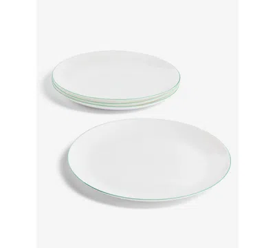Arch Studio Opal Glass Rim Dinner Plates, Set Of 4, Service For 4 In Green
