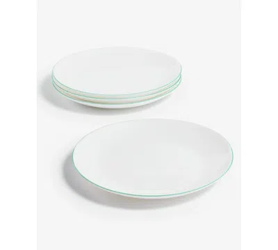 Arch Studio Opal Glass Rim Salad Plates, Set Of 4, Service For 4 In Green