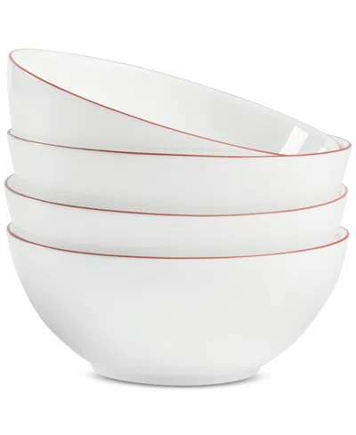 Arch Studio Opal Glass Rust Rim Cereal Bowl, Set Of 4, Exclusively At Macy's In Orange