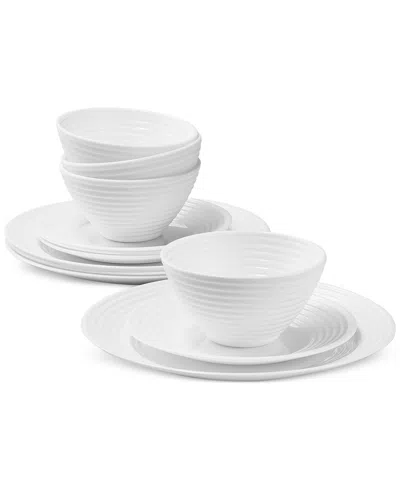 Arch Studio Opal Glass Spiral 12 Pc. Dinnerware Set, Service For 4, Exclusively At Macy's In White
