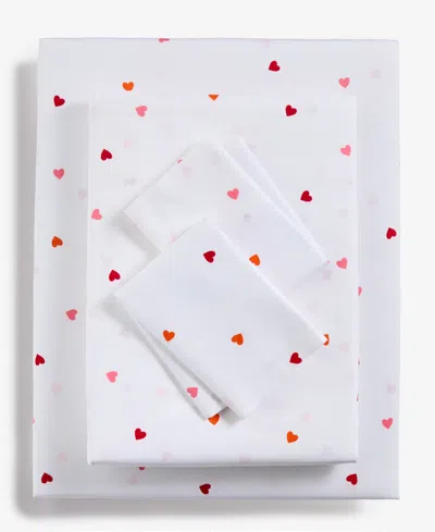 Arch Studio Printed Cotton Sateen 3-pc. Sheet Set, Twin Xl, Exclusively For Macy's In Pink Heart