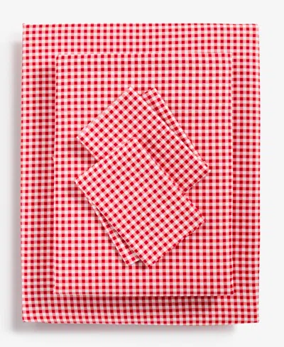 Arch Studio Printed Cotton Sateen 4-pc. Sheet Set, Full, Exclusively For Macy's In Red Gingham