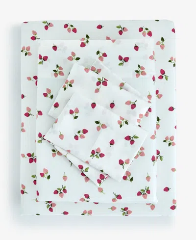 Arch Studio Printed Cotton Sateen 4-pc. Sheet Set, King, Exclusively For Macy's In Strawberries