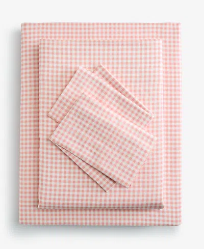 Arch Studio Printed Cotton Sateen 4-pc. Sheet Set, Queen, Exclusively For Macy's In Pink Gingham