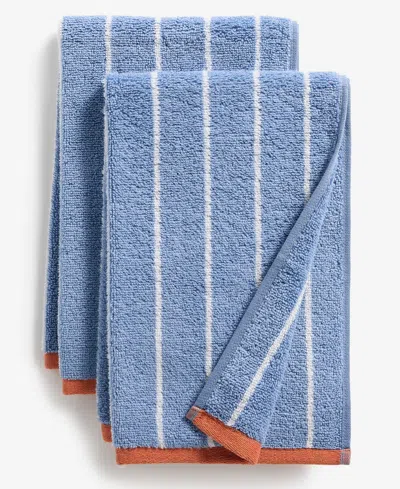 Arch Studio Quick Dry Striped Hand Towel, Set Of 2, Macy's Exclusive In Blue